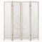 White Boho Room Divider 4 Panel Carved Wood Folding Privacy Screen